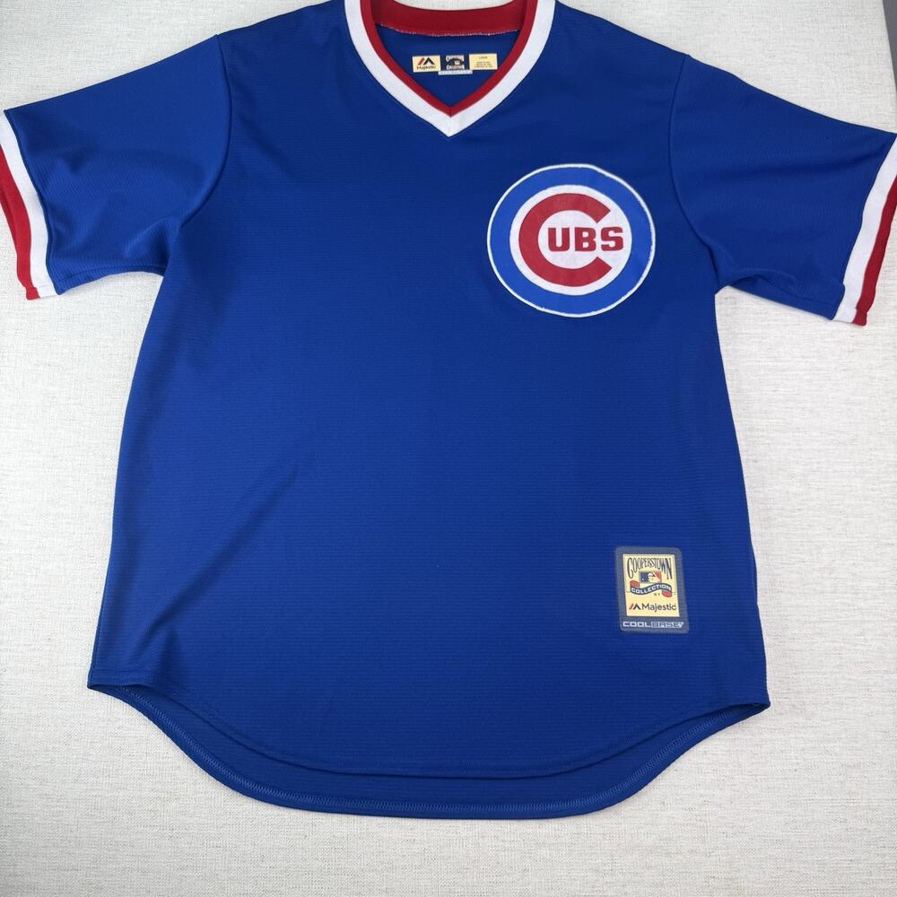 Chicago Cubs Jersey Blue MLB Majestic Cooperstown Collection Made In USA Size L